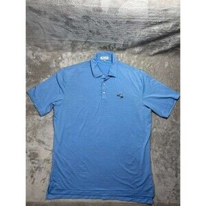 Peter Millar Golf Polo Shirt Men's Large Blue Stripe Summer Comfort Short Sleeve
